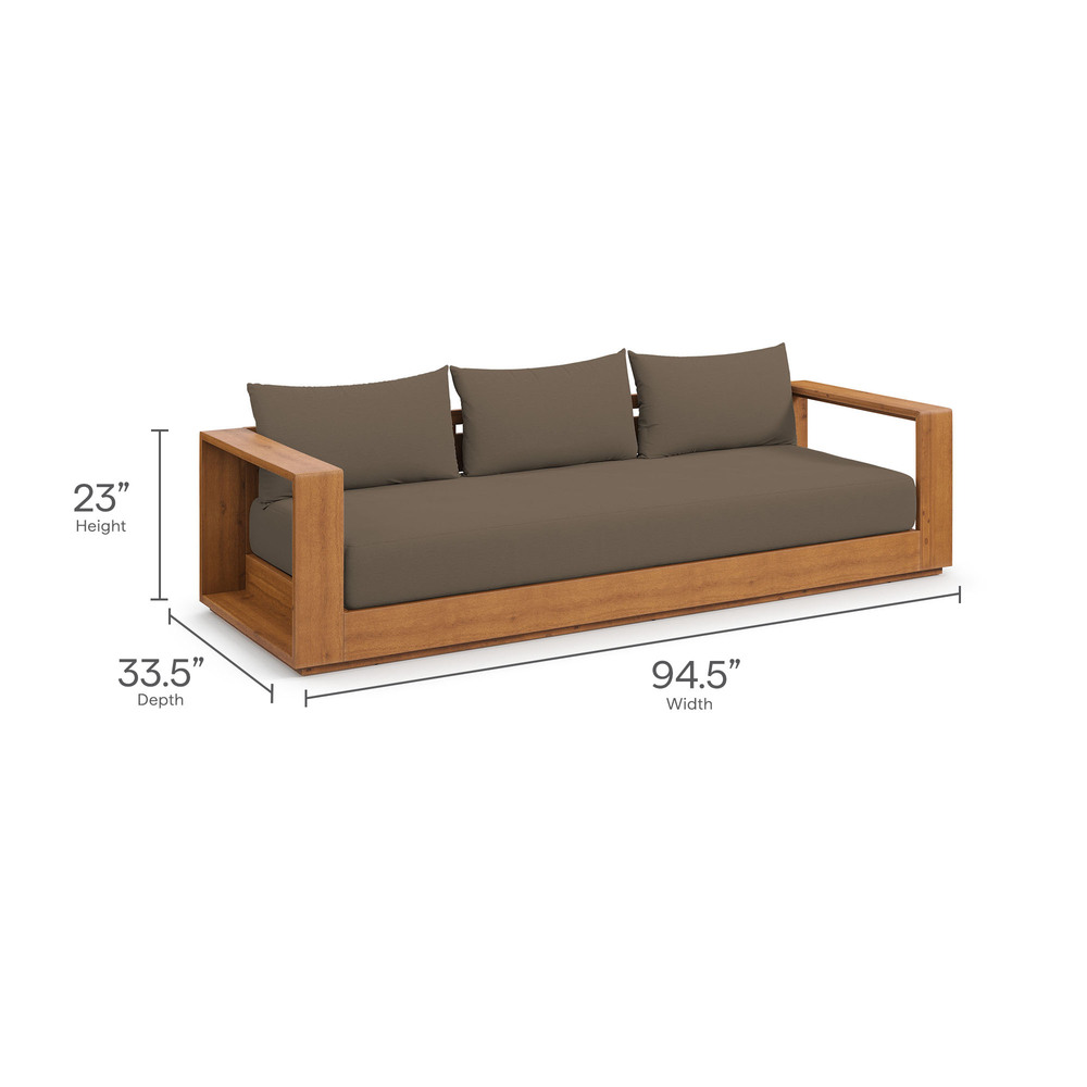Tahoe Outdoor Patio Acacia Wood Sofa in Natural Cocoa by Modway - Image 2