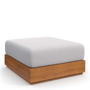 Tahoe Outdoor Patio Acacia Wood Ottoman in Natural Light Gray by Modway
