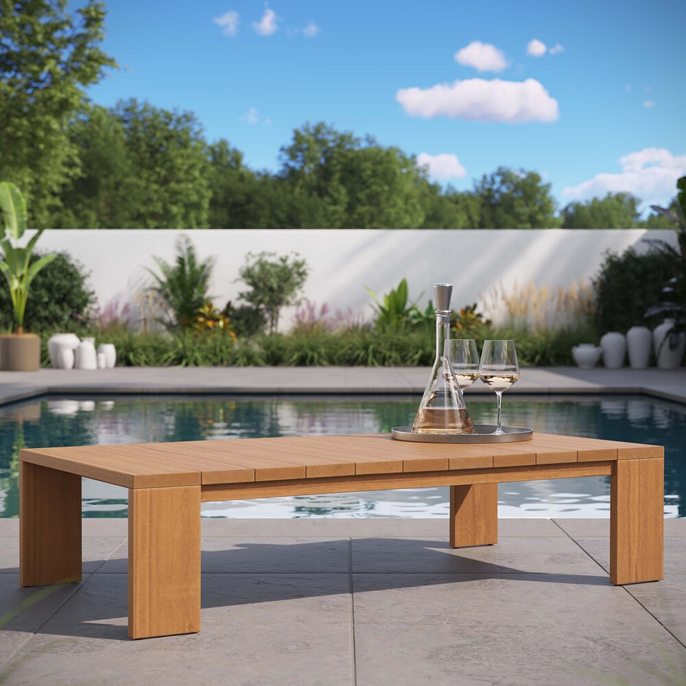 Tahoe Outdoor Patio Acacia Wood Coffee Table in Natural by Modway - Image 9