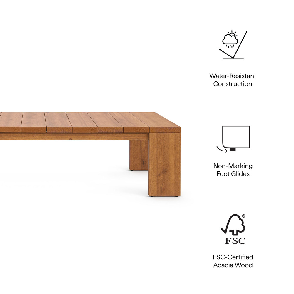 Tahoe Outdoor Patio Acacia Wood Coffee Table in Natural by Modway - Image 2