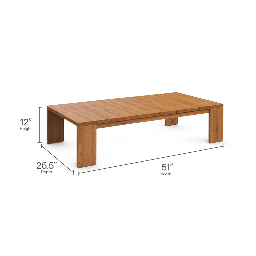 Tahoe Outdoor Patio Acacia Wood Coffee Table in Natural by Modway - Image 4