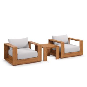 Tahoe 3-Piece Outdoor Patio Acacia Wood Furniture Set in Natural Light Gray by Modway
