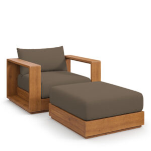 Tahoe 2-Piece Outdoor Patio Acacia Wood Armchair and Ottoman Set in Natural Cocoa by Modway