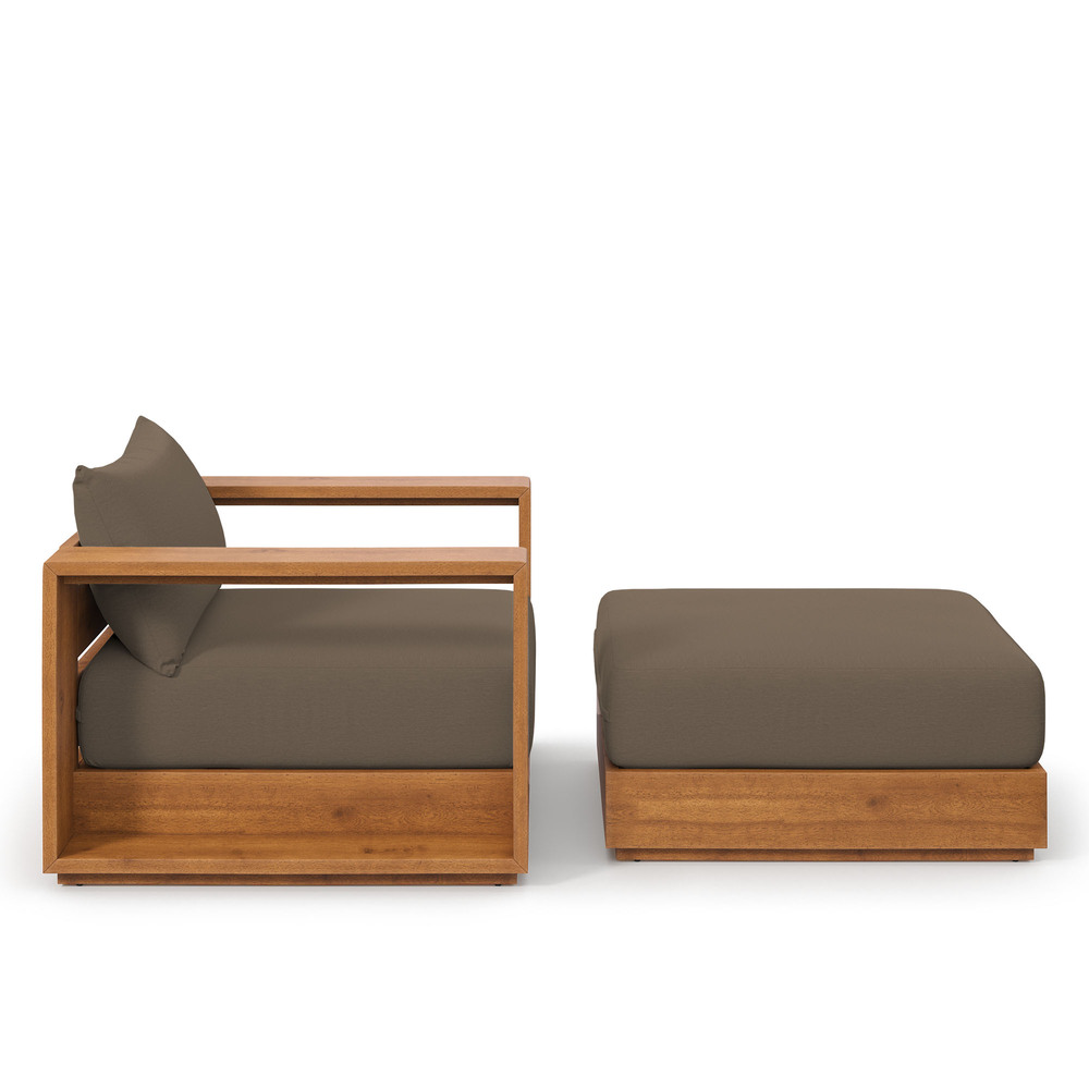Tahoe 2-Piece Outdoor Patio Acacia Wood Armchair and Ottoman Set in Natural Cocoa by Modway - Image 6