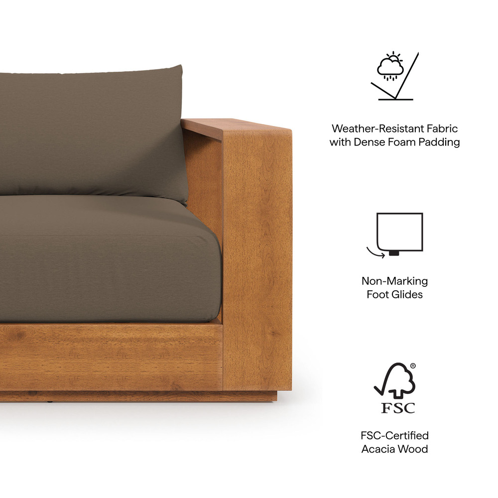 Tahoe 2-Piece Outdoor Patio Acacia Wood Armchair and Ottoman Set in Natural Cocoa by Modway - Image 2