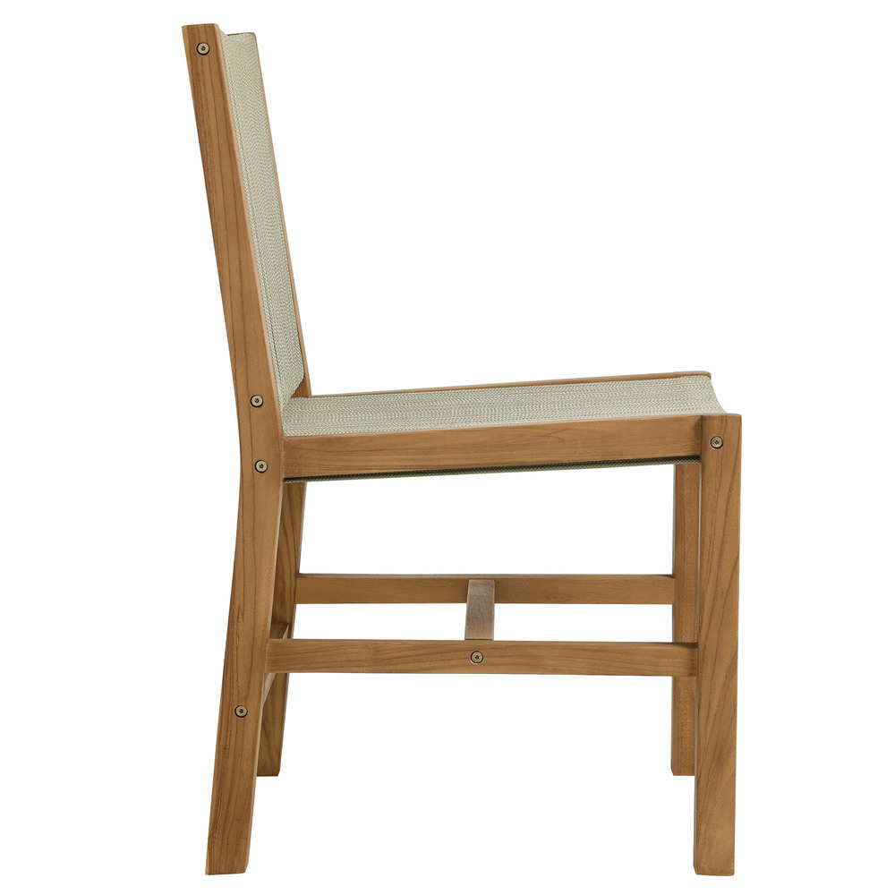 Vienna Outdoor Patio Teak and Rope Armless Dining Chairs Set of 2 in Natural Natural by Modway - Image 5