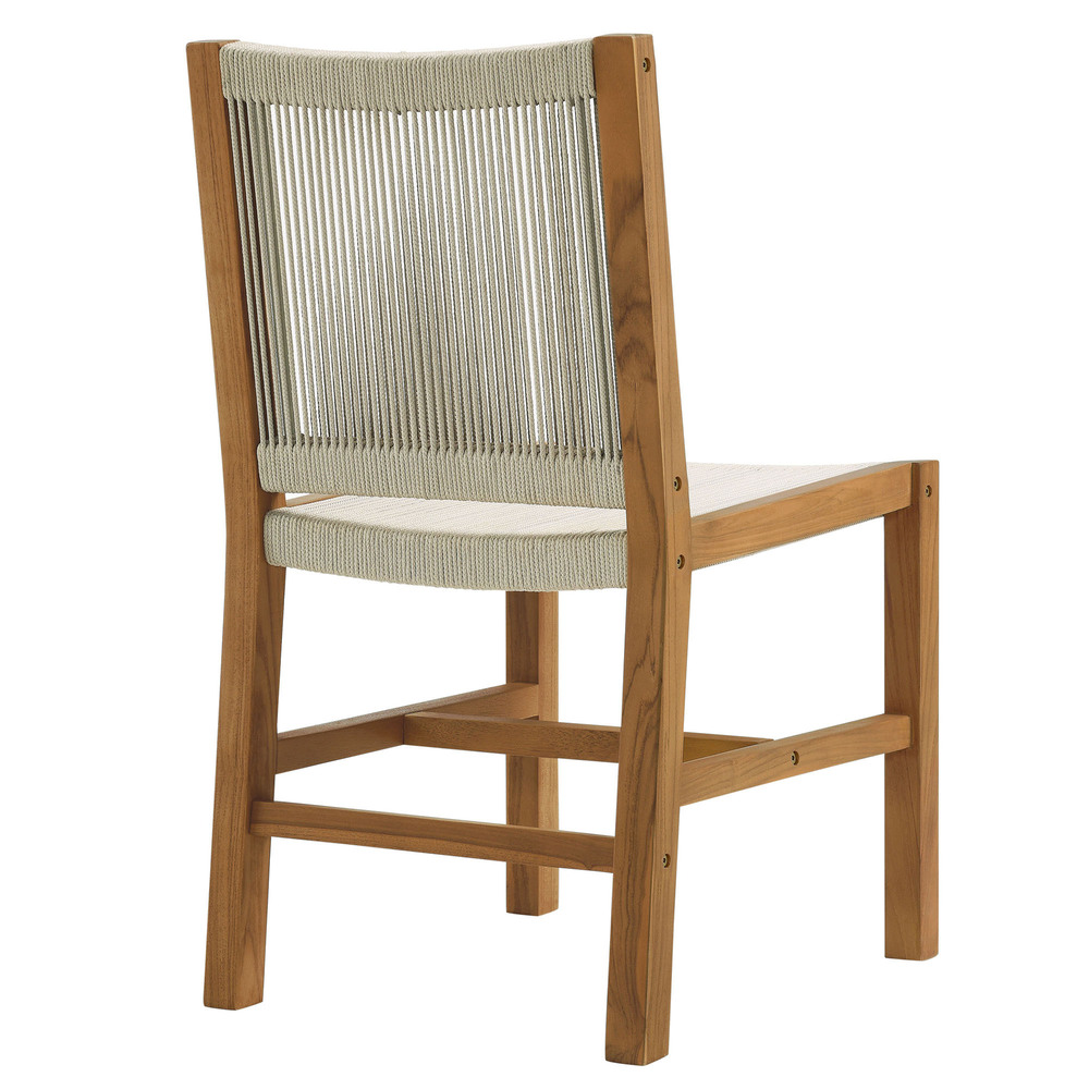Vienna Outdoor Patio Teak and Rope Armless Dining Chairs Set of 2 in Natural Natural by Modway - Image 6