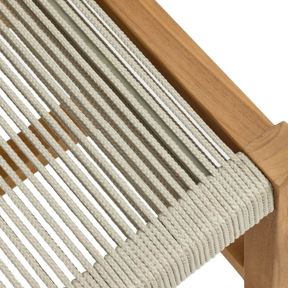Vienna Outdoor Patio Teak and Rope Armless Dining Chairs Set of 2 in Natural Natural by Modway - Image 8