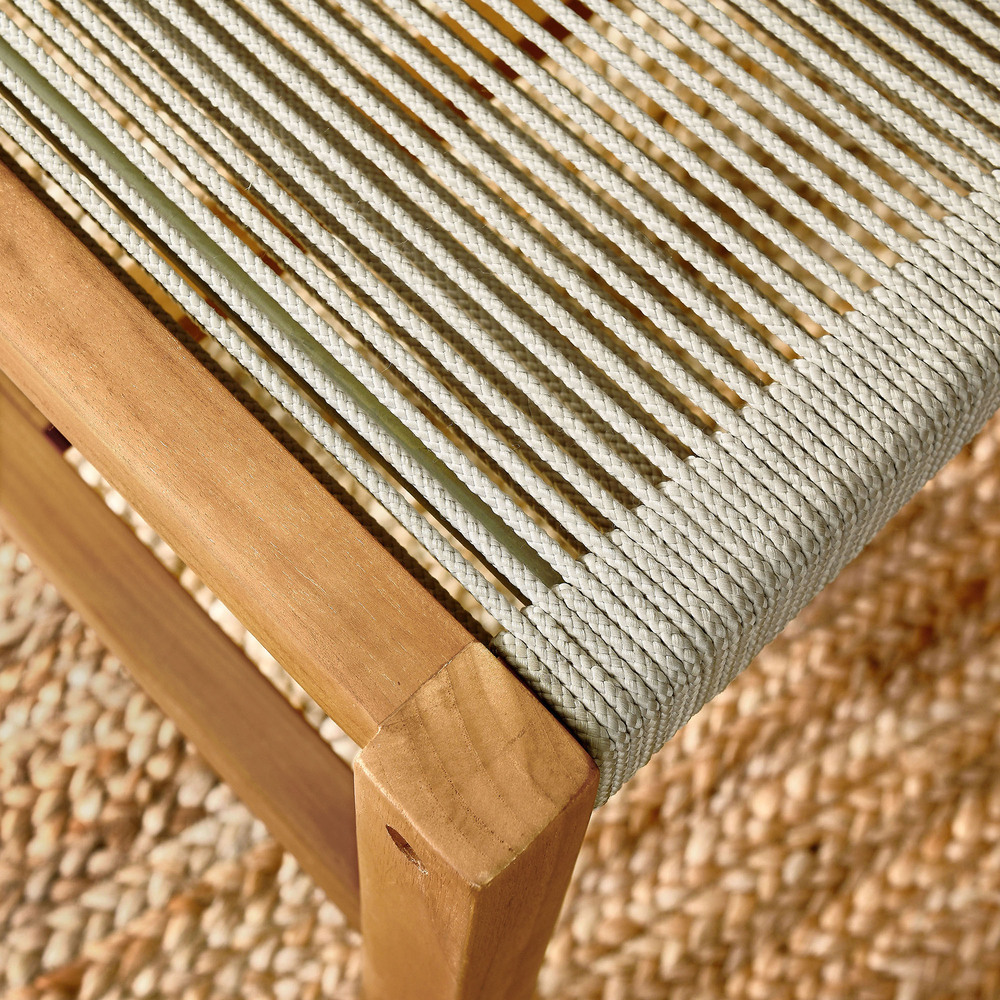 Vienna Outdoor Patio Teak and Rope Armless Dining Chairs Set of 2 in Natural Natural by Modway - Image 10