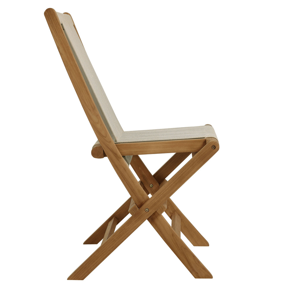 Vienna 5-Piece Outdoor Patio Teak Wood Dining Set with Rope Folding Chairs in Natural Natural by Modway - Image 8