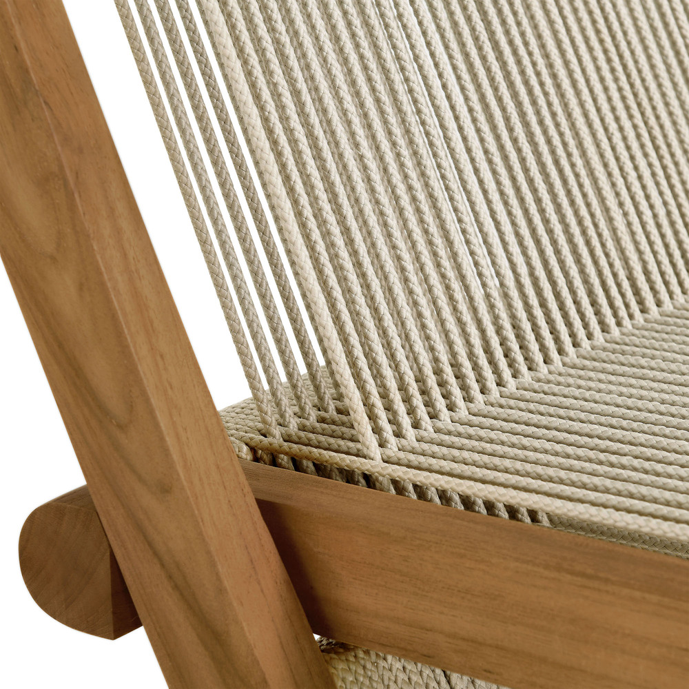 Vienna Outdoor Patio Teak and Rope Folding Chairs Set of 4 in Natural Natural by Modway - Image 9