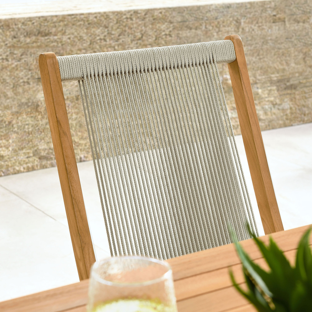 Vienna Outdoor Patio Teak and Rope Folding Chairs Set of 4 in Natural Natural by Modway - Image 11