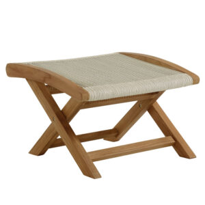 Vienna Outdoor Patio Teak and Rope Folding Ottoman in Natural Natural by Modway