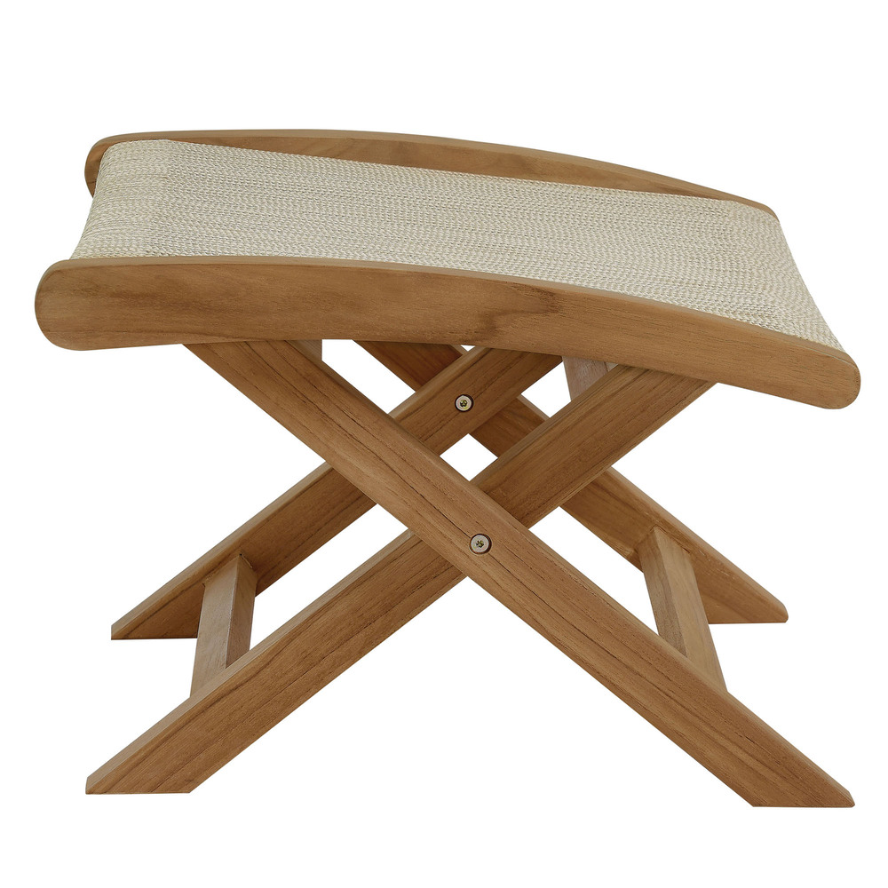 Vienna Outdoor Patio Teak and Rope Folding Ottoman in Natural Natural by Modway - Image 4