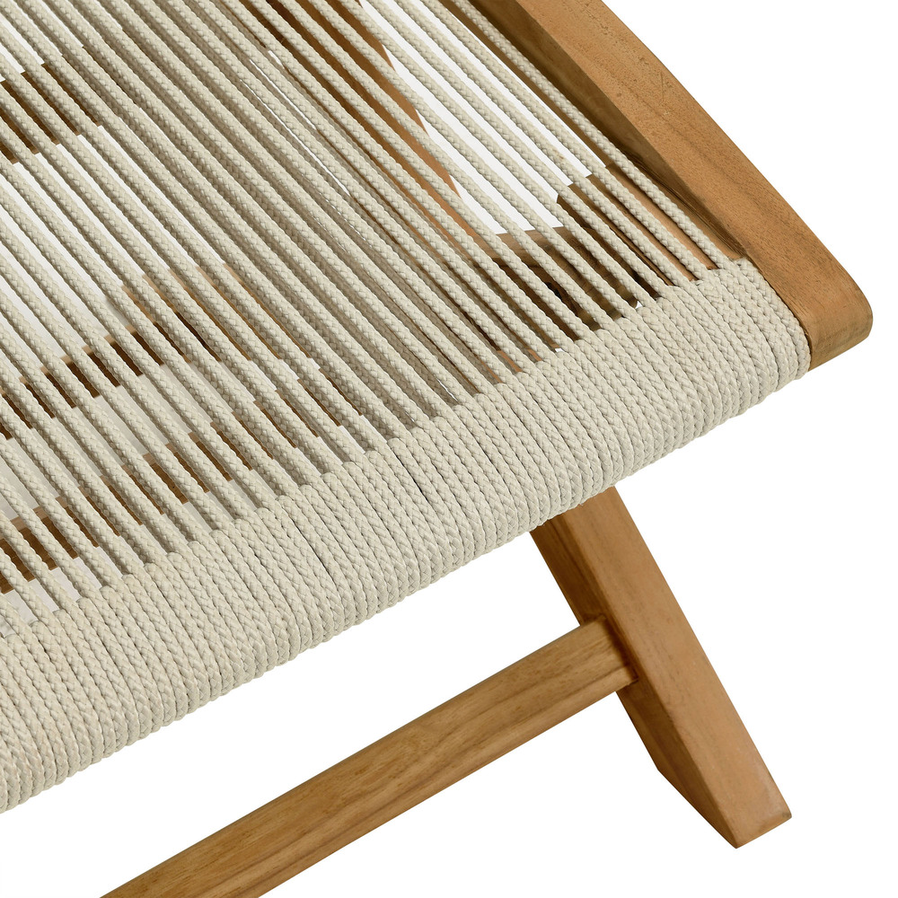 Vienna Outdoor Patio Teak and Rope Folding Ottoman in Natural Natural by Modway - Image 7