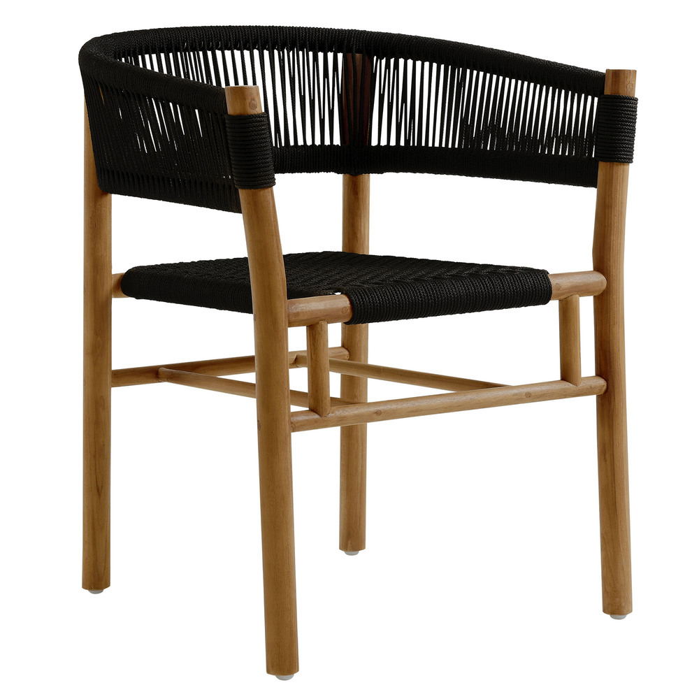 Vienna Outdoor Patio Teak and Rope Curved-Back Dining Armchairs Set of 2 in Natural Black by Modway - Image 4