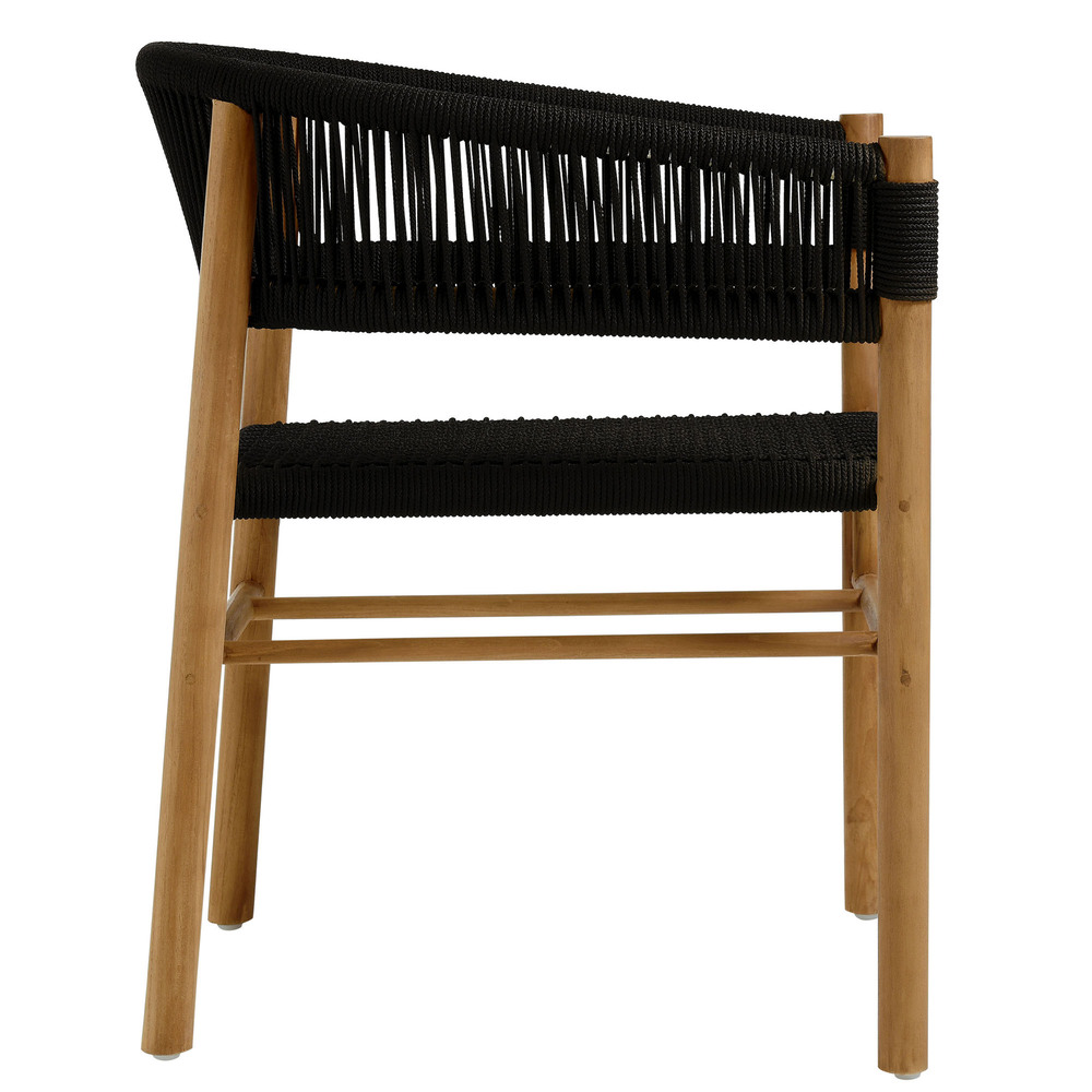Vienna Outdoor Patio Teak and Rope Curved-Back Dining Armchairs Set of 2 in Natural Black by Modway - Image 5