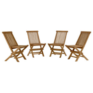 Vienna Outdoor Patio Teak Wood Folding Dining Chairs Set of 4 in Natural by Modway