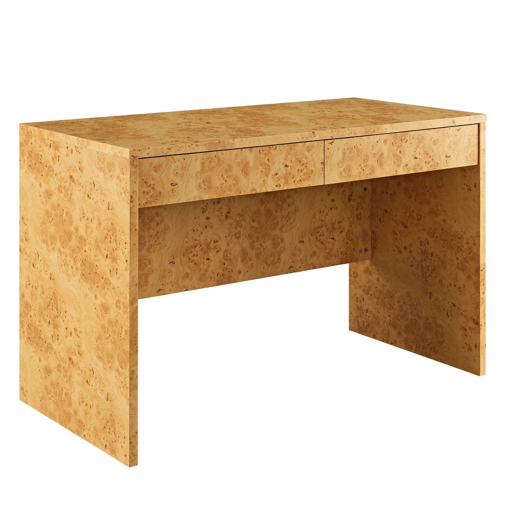 Hudson 2-Drawer Burl Wood Desk in Natural by Modway