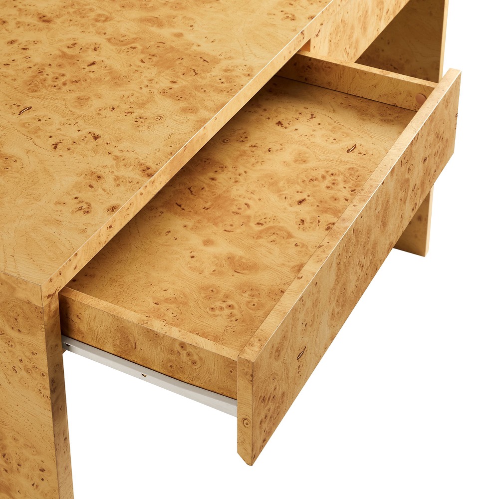 Hudson 2-Drawer Burl Wood Desk in Natural by Modway - Image 7