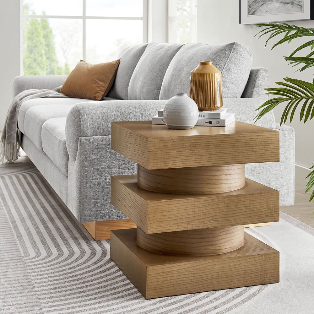 Perpetuate Totem End Table in Caramel Ash by Modway - Image 7