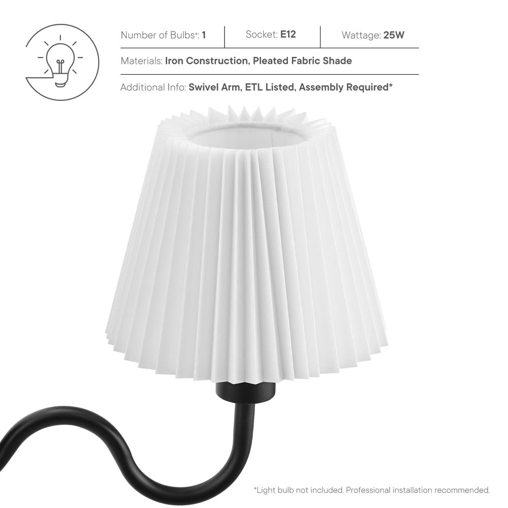 Wave Squiggle Arm Wall Sconce by Modway in Black by Modway - Image 4