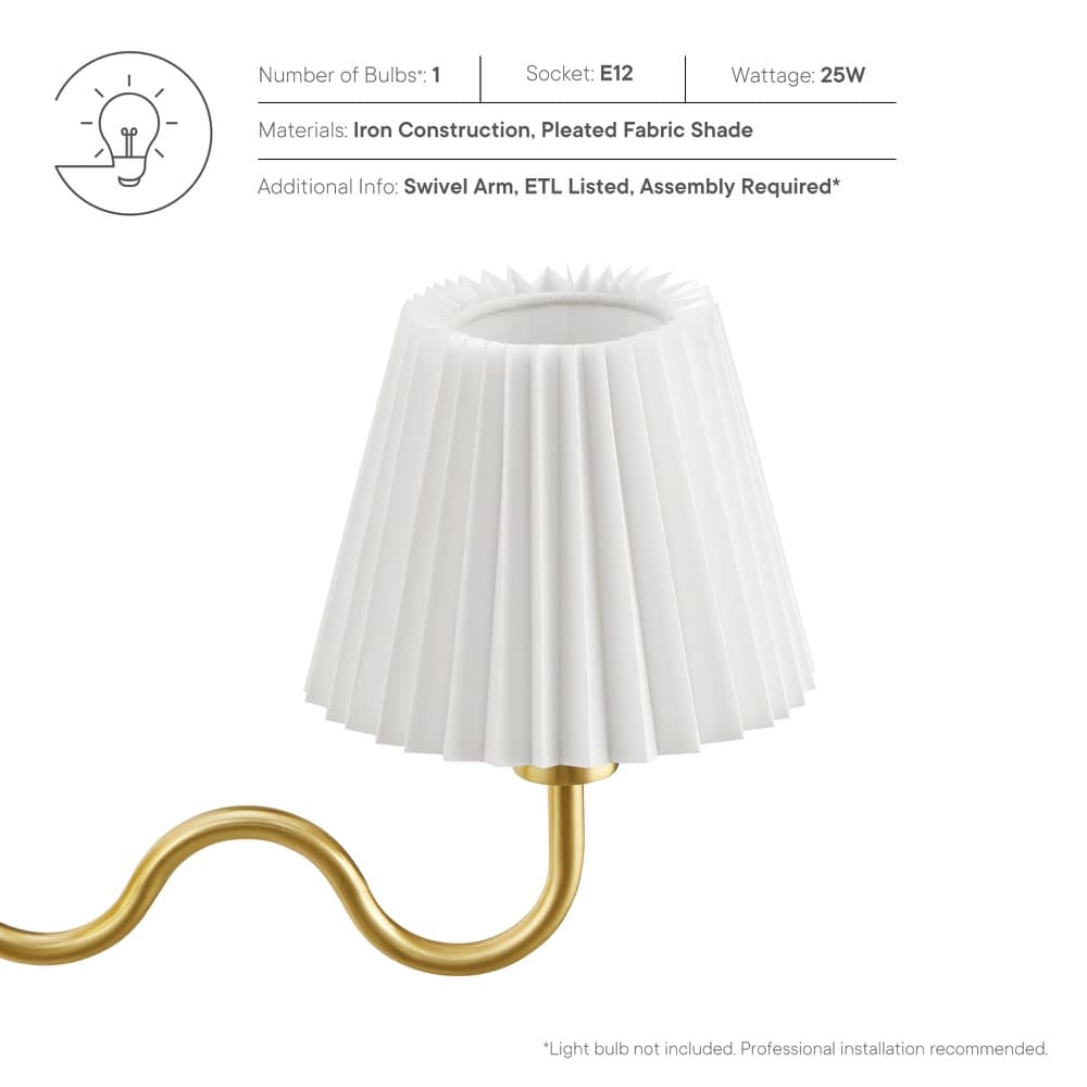 Wave Squiggle Arm Wall Sconce in Brass by Modway - Image 3