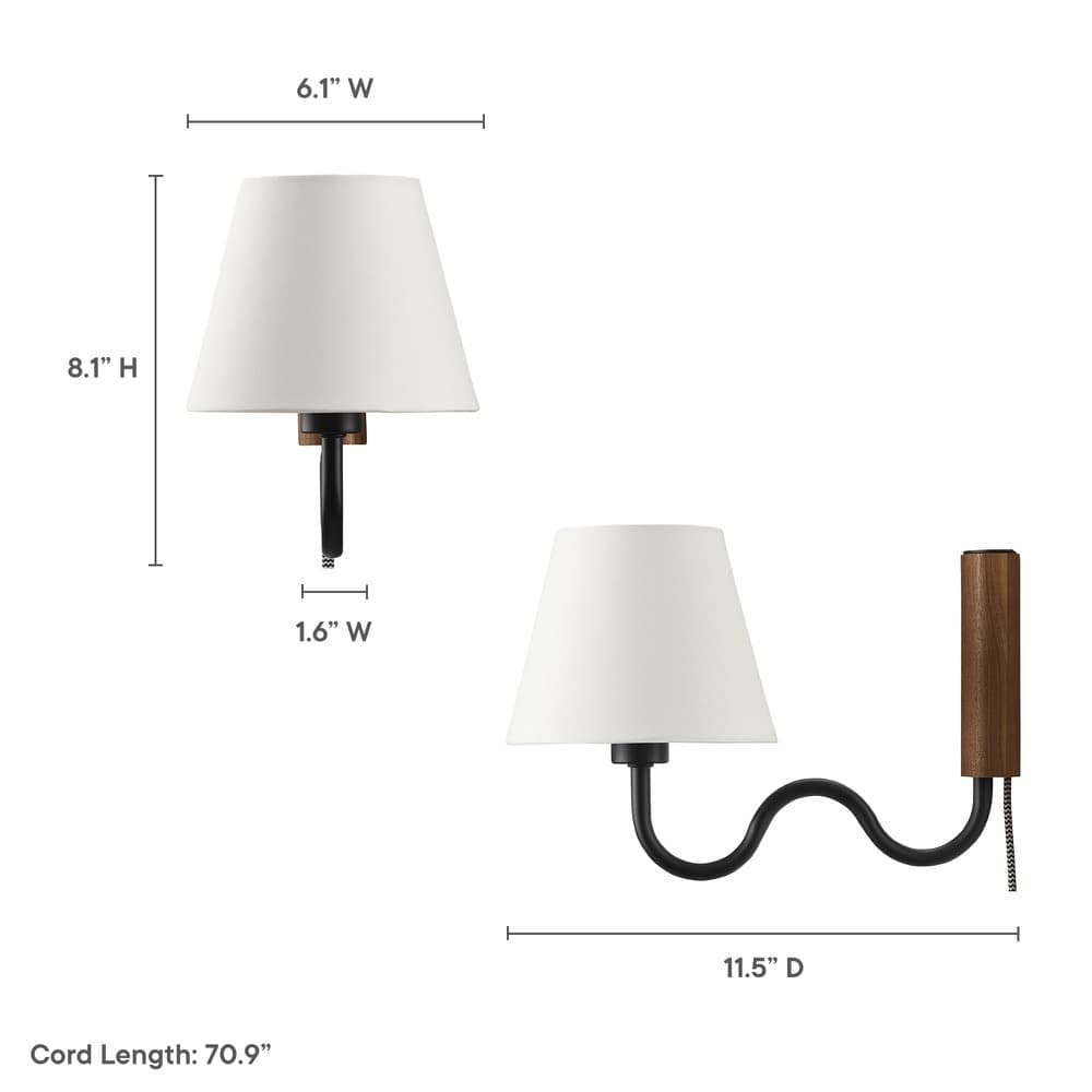 Sunlit Squiggle Arm Wall Sconce in Walnut Black by Modway - Image 2