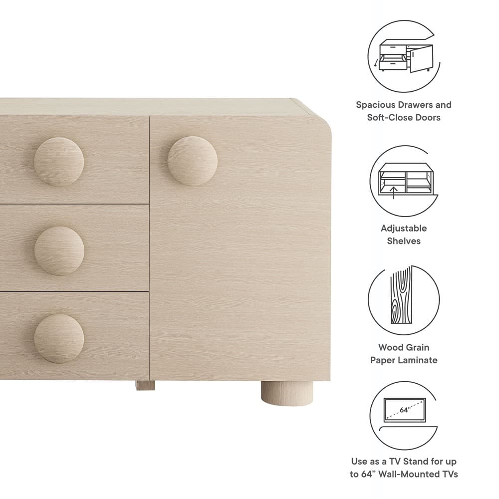 Sonnet 57" Sideboard Storage Cabinet in Ash by Modway - Image 3