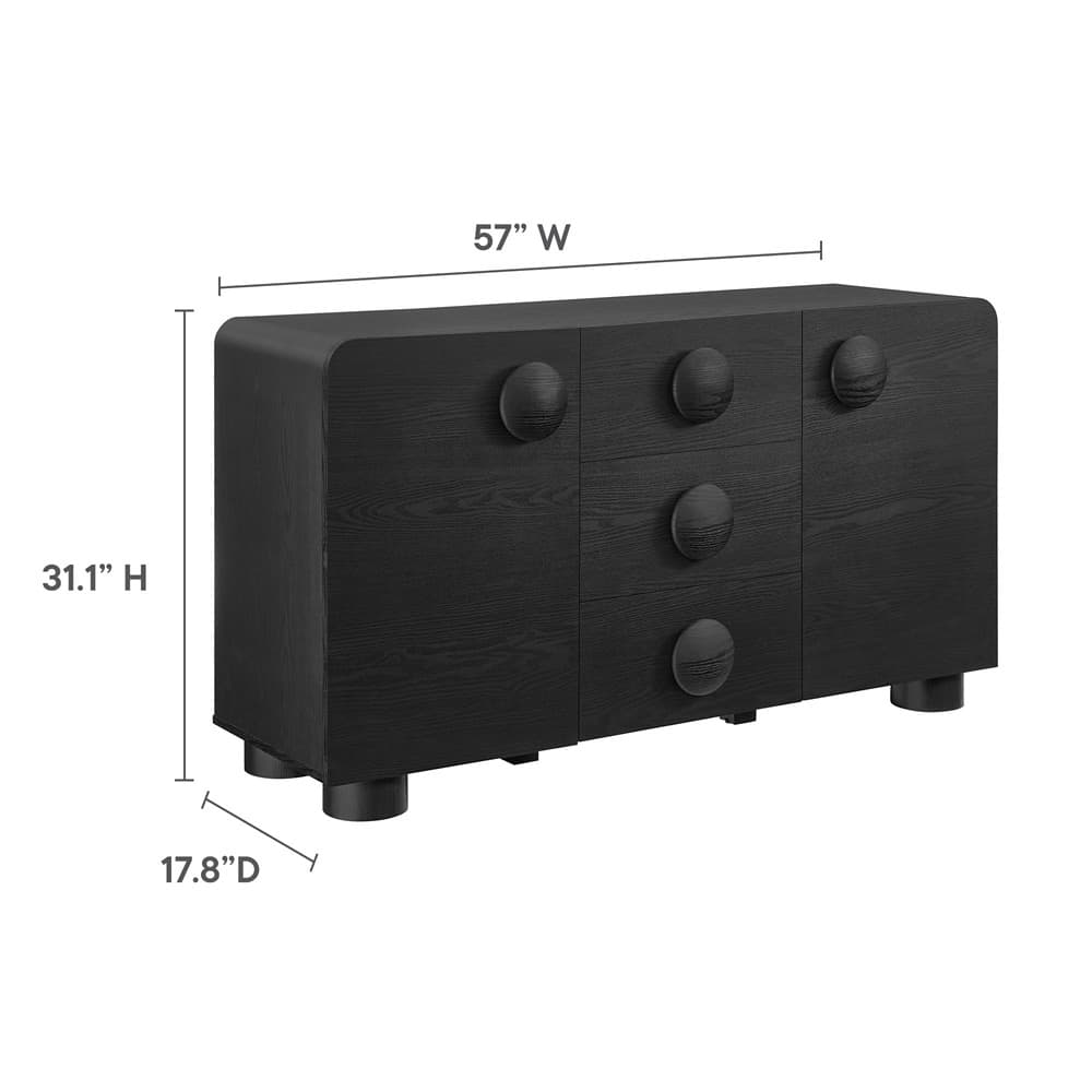 Sonnet 57" Sideboard Storage Cabinet in Black by Modway - Image 2