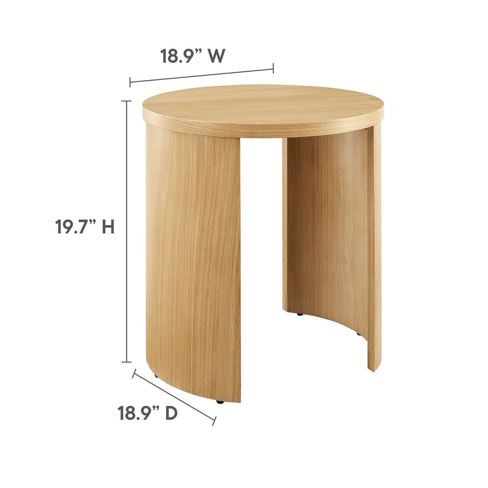 Aspect Round Wood End Table by Modway in Oak by Modway - Image 3
