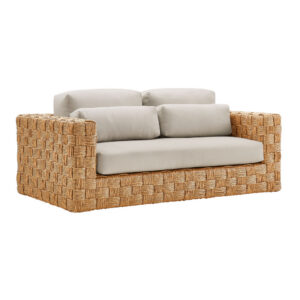 Thames Outdoor Patio Wicker Outdoor Patio Rattan Loveseat in Natural Light Gray by Modway