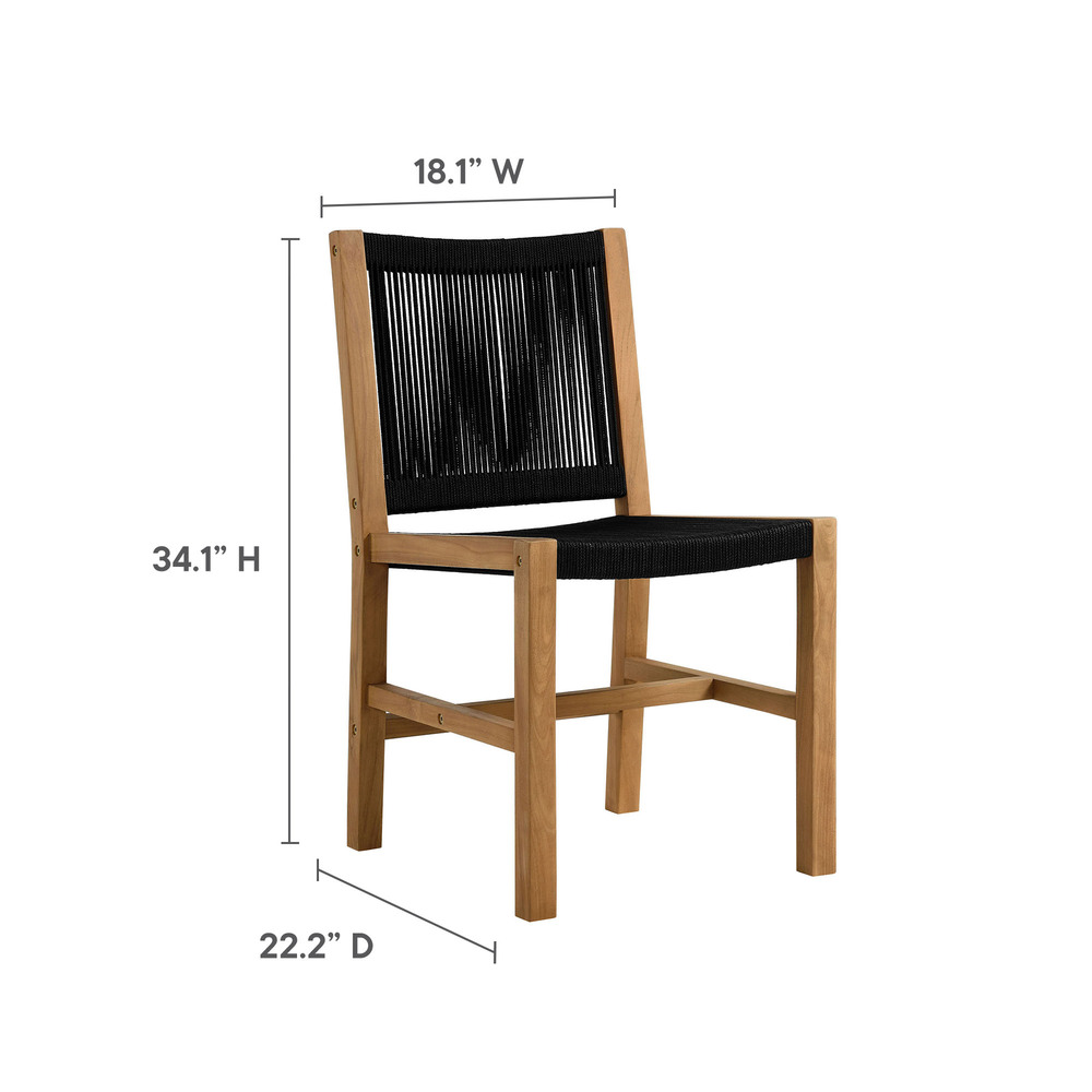Vienna 7-Piece Outdoor Patio Teak and Rope Dining Set with Armless Chairs in Natural Black by Modway - Image 2