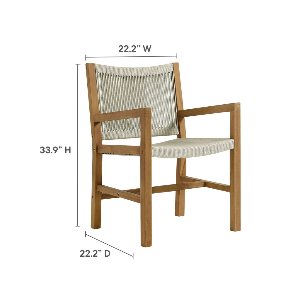 Vienna 7-Piece Outdoor Patio Teak and Rope Dining Set in Natural Natural by Modway - Image 3