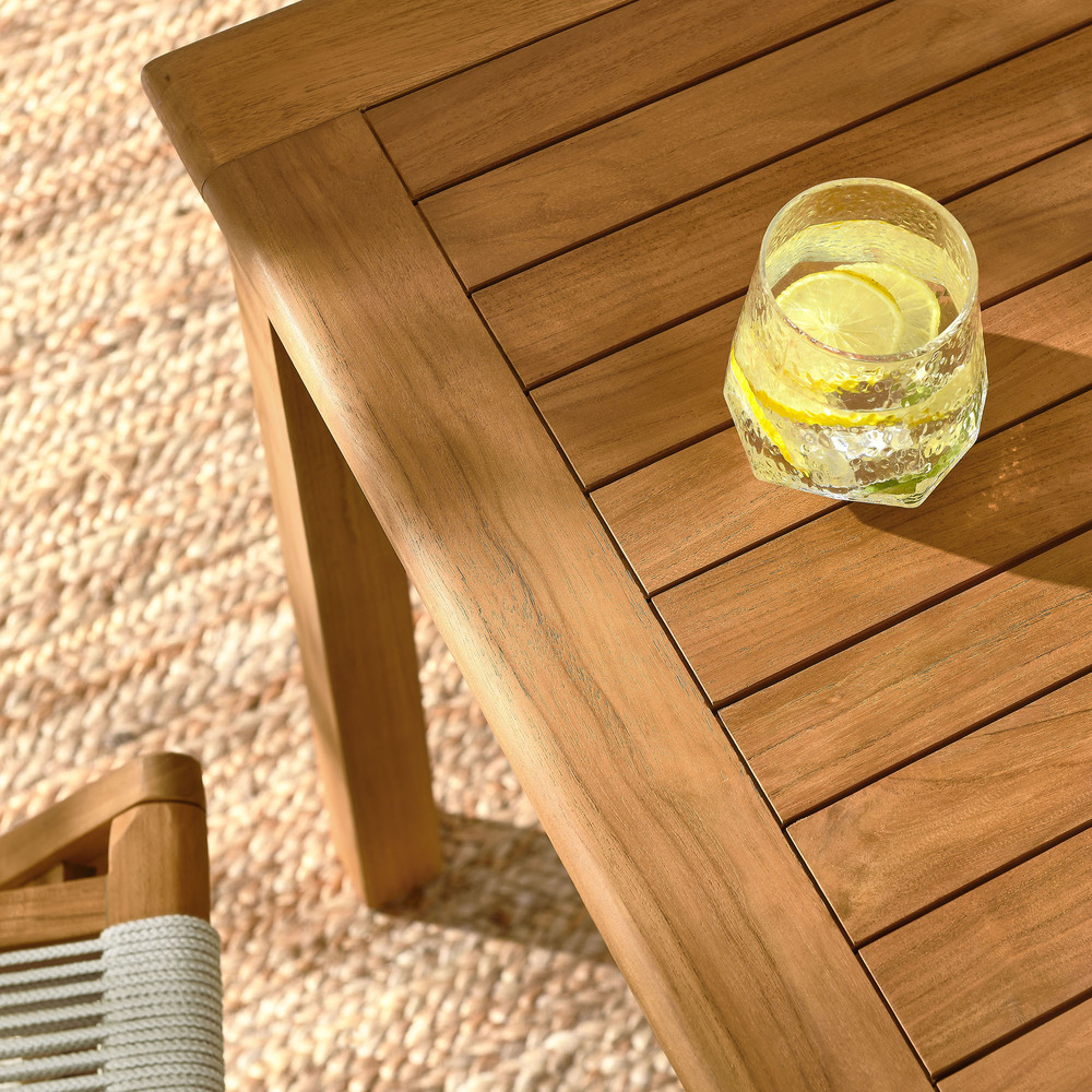 Vienna 5-Piece Outdoor Patio Teak Wood Dining Set with Rope Folding Chairs in Natural Natural by Modway - Image 13
