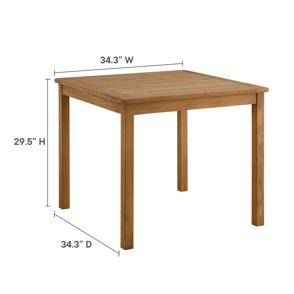 Vienna 5-Piece Outdoor Patio Teak Wood Dining Set with Rope Folding Chairs in Natural Natural by Modway - Image 3