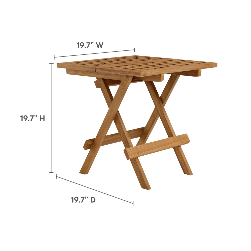 Vienna 3-Piece Outdoor Patio Teak and Rope Armchairs with Folding Side Table in Natural Black by Modway - Image 3
