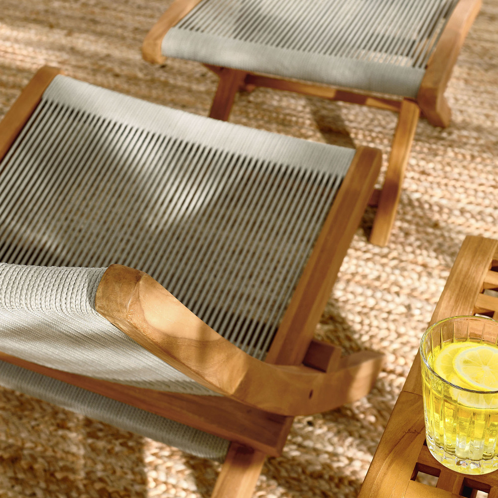 Vienna 2-Piece Outdoor Patio Teak and Rope Folding Accent Lounge Chair and Ottoman Set in Natural Natural by Modway - Image 13