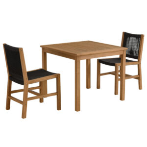 Vienna 3-Piece Outdoor Patio Teak and Rope Dining Set with Armless Chiars in Natural Black by Modway