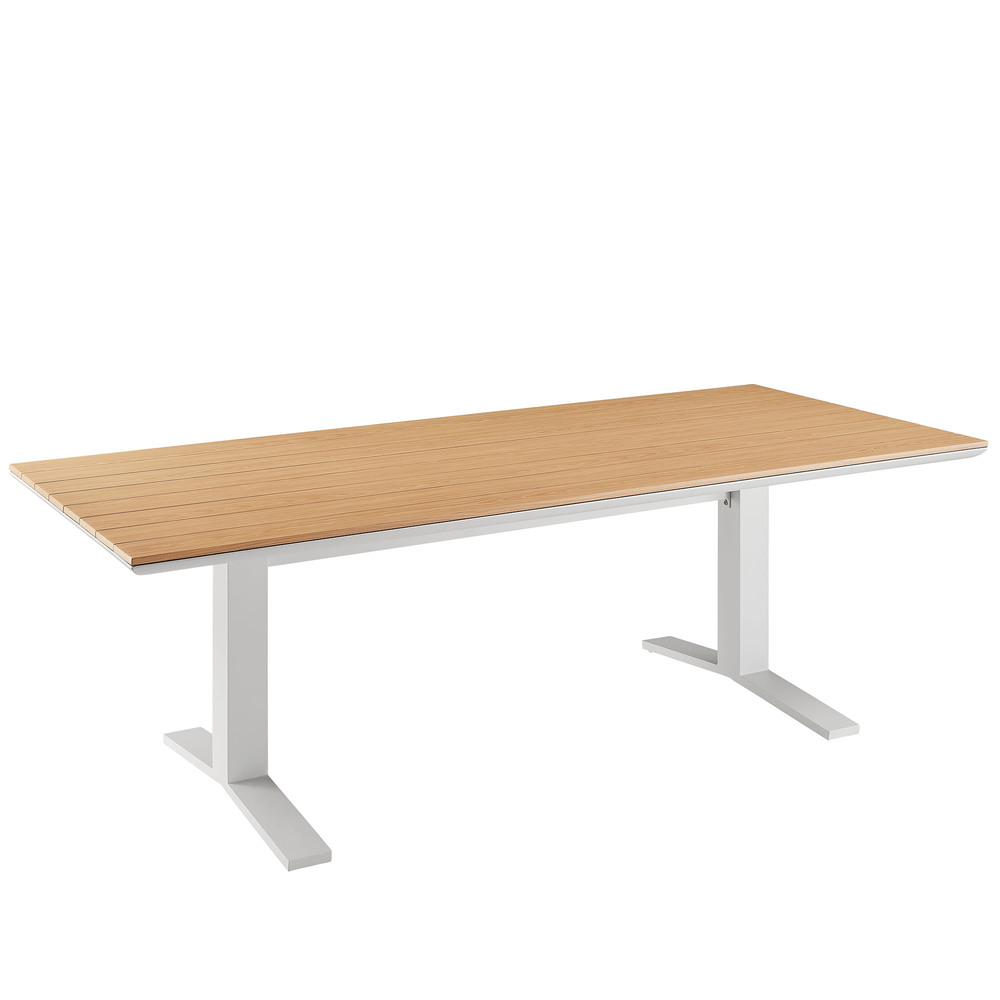 Gavelston 91" Outdoor Patio Aluminum Dining Table in Natural White by Modway