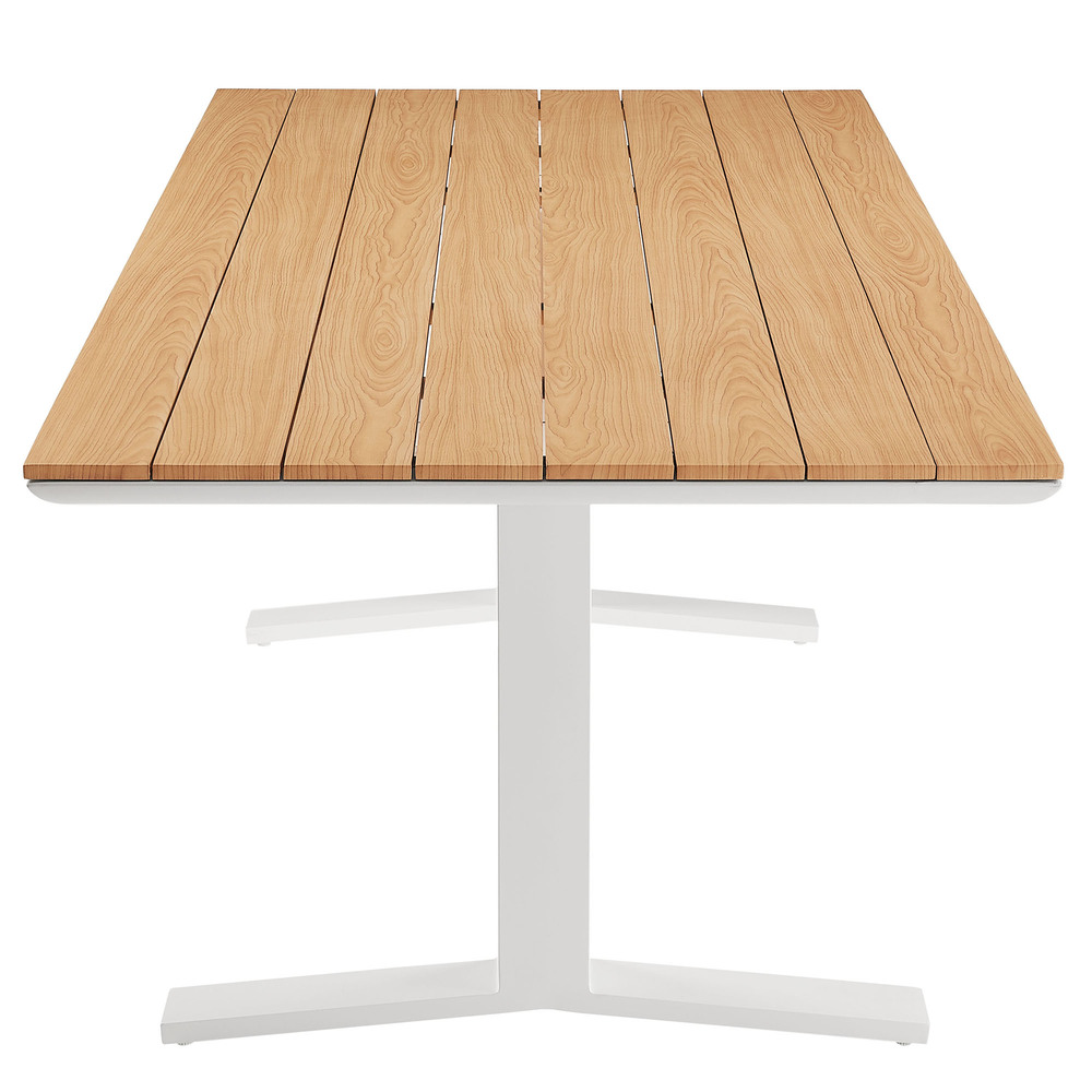 Gavelston 91" Outdoor Patio Aluminum Dining Table in Natural White by Modway - Image 4