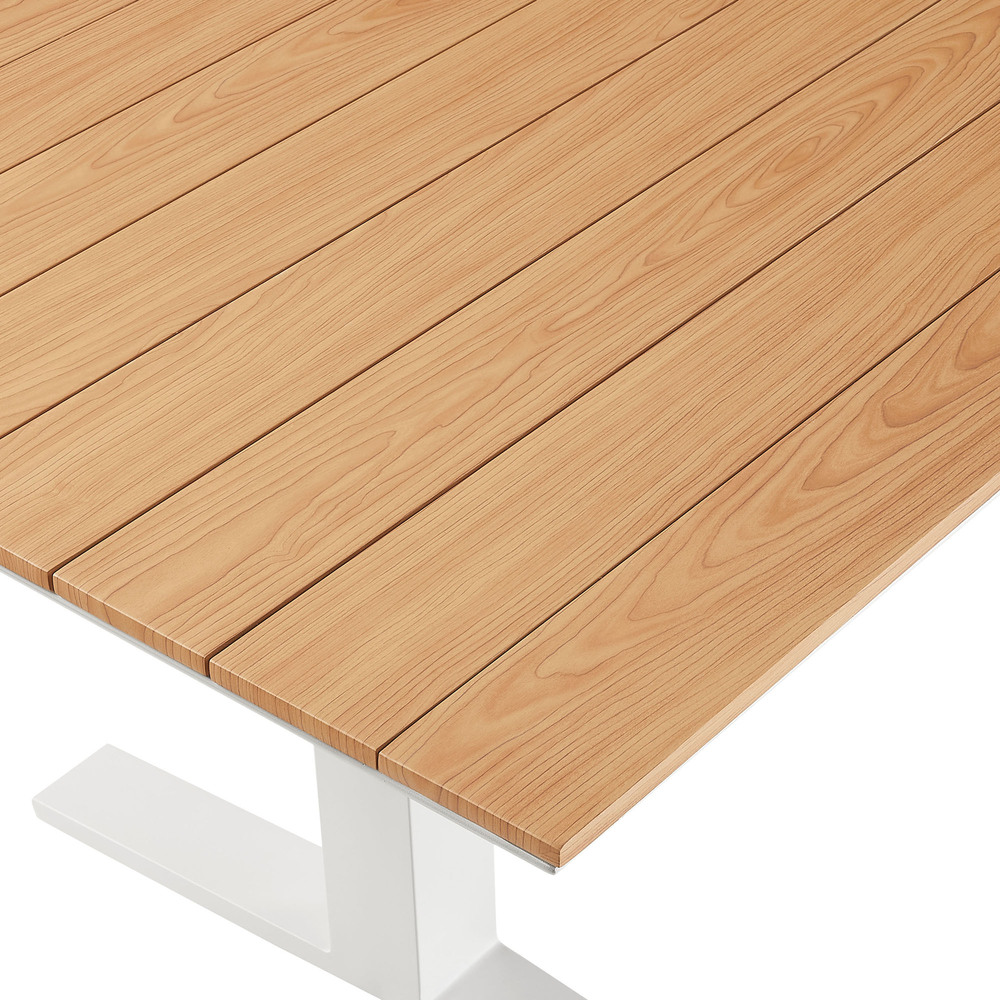 Gavelston 91" Outdoor Patio Aluminum Dining Table in Natural White by Modway - Image 6