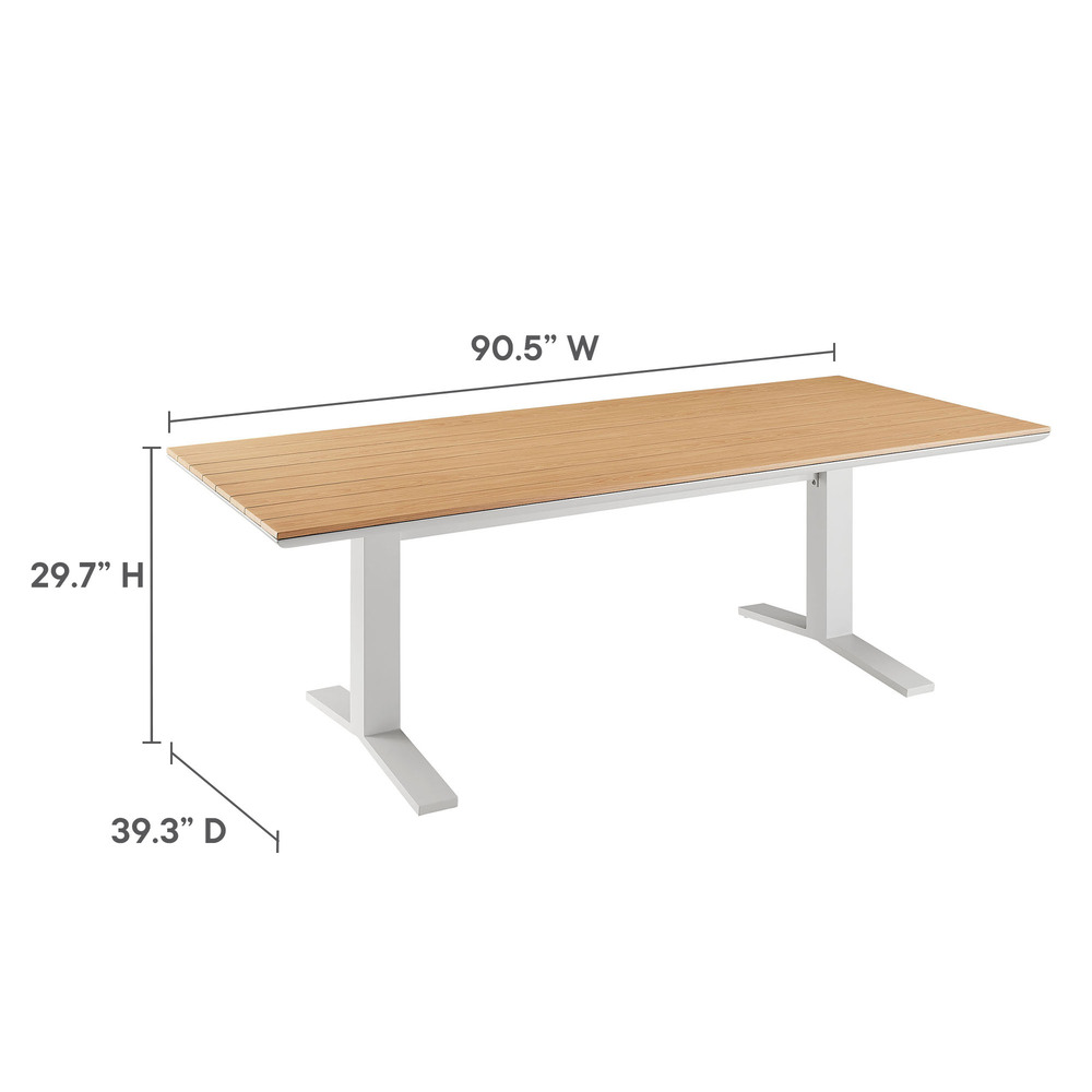 Gavelston 91" Outdoor Patio Aluminum Dining Table in Natural White by Modway - Image 2