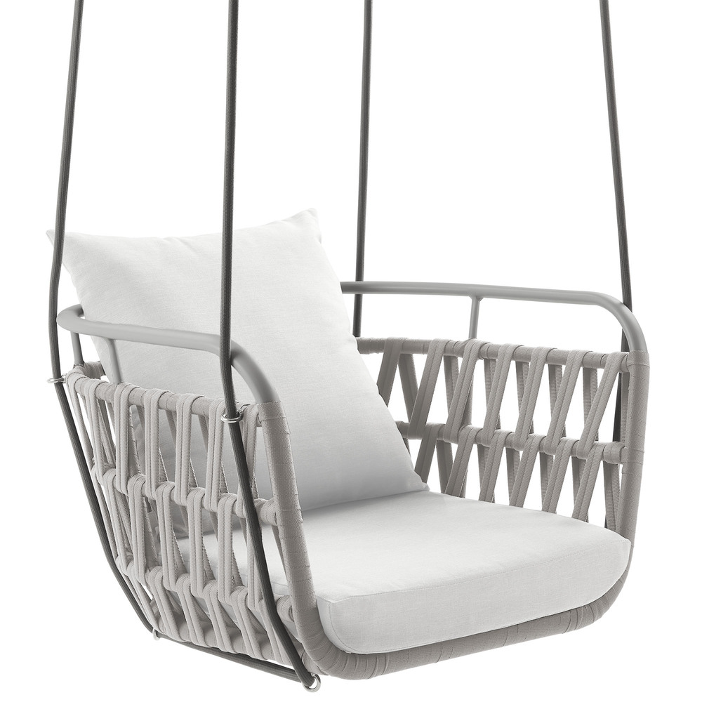 Kaliah Outdoor Patio Aluminum Swing Chair in Light Gray White by Modway