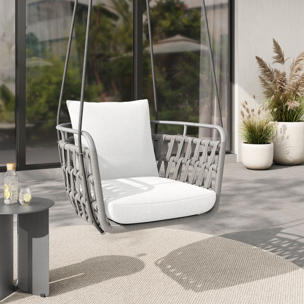 Kaliah Outdoor Patio Aluminum Swing Chair in Light Gray White by Modway - Image 10