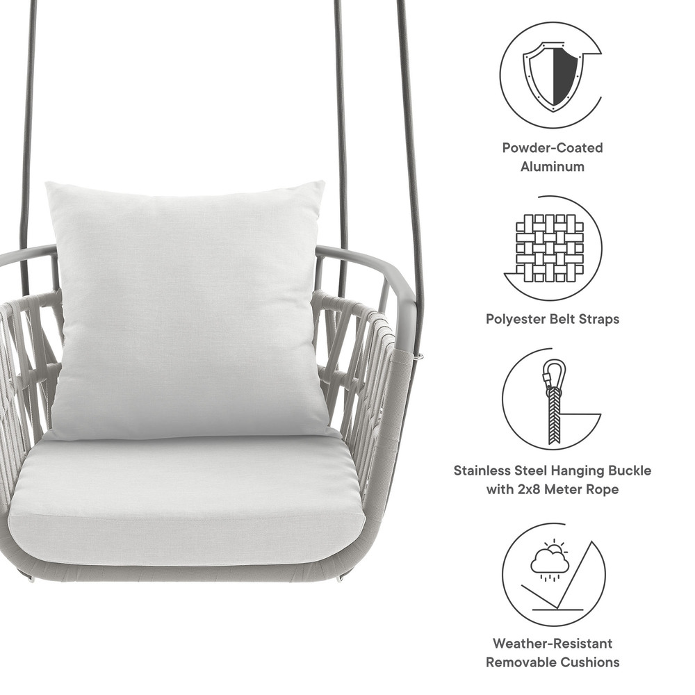 Kaliah Outdoor Patio Aluminum Swing Chair in Light Gray White by Modway - Image 2