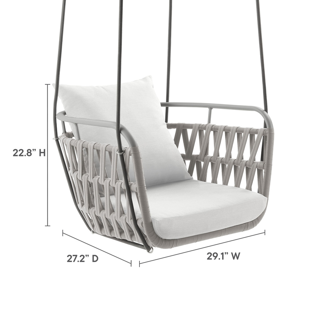 Kaliah Outdoor Patio Aluminum Swing Chair in Light Gray White by Modway - Image 3