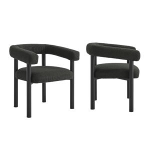 Nautica Outdoor Patio Aluminum Dining Armchairs Set of 2 in Charcoal Graphite by Modway