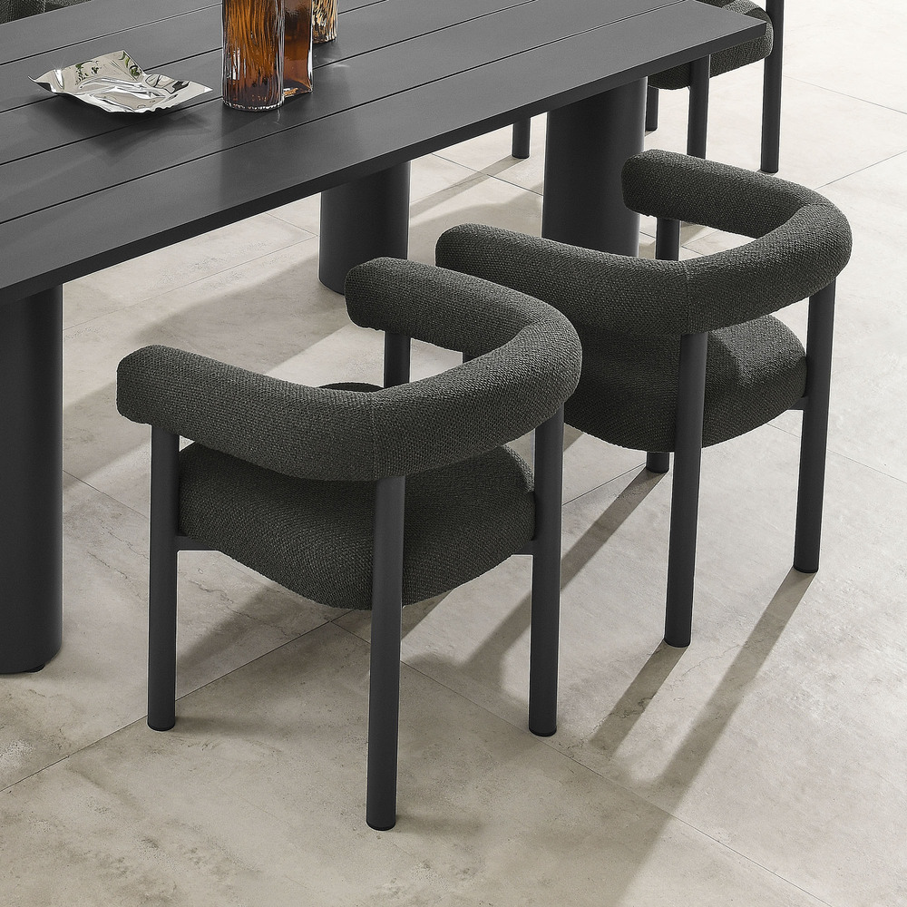 Nautica Outdoor Patio Aluminum Dining Armchairs Set of 2 in Charcoal Graphite by Modway - Image 9