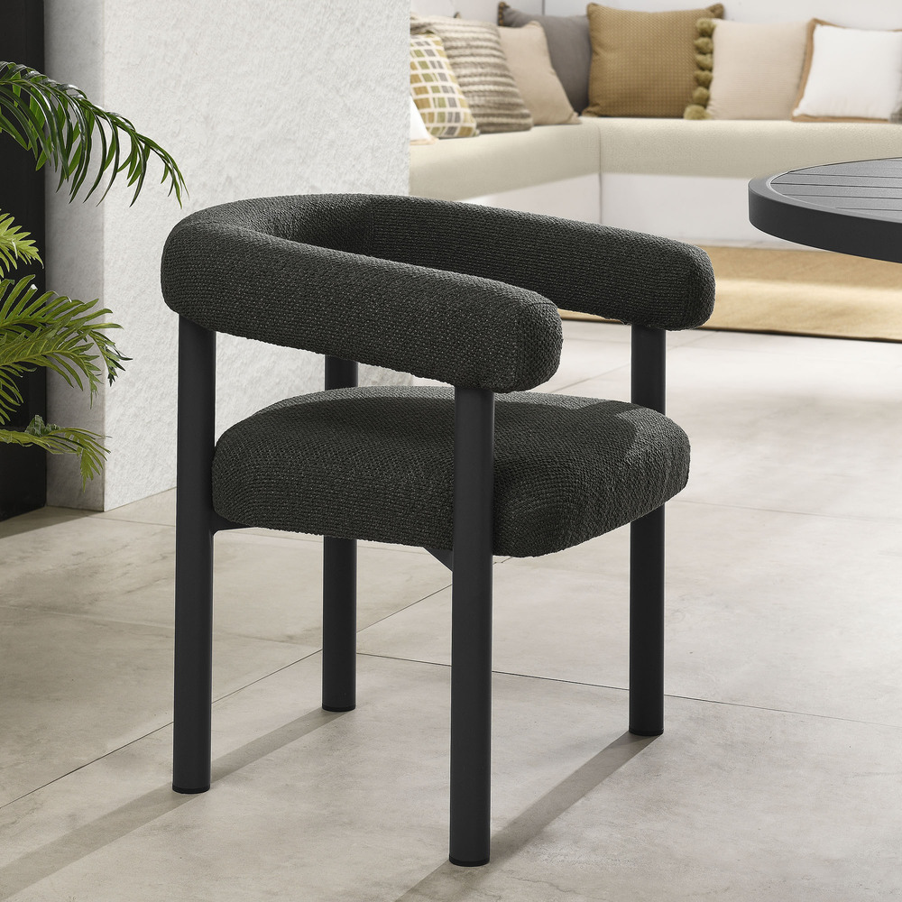 Nautica Outdoor Patio Aluminum Dining Armchairs Set of 2 in Charcoal Graphite by Modway - Image 10